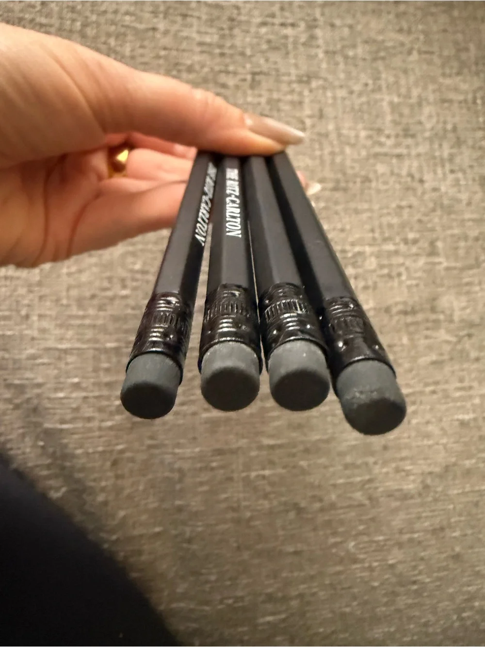 NEW Set of 4 The Ritz-Carlton Black Wooden Pencils Hotel Logo Pencil